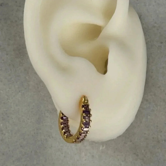 COPY - Gold Thick Purple Princess Crystal Hoop Earrings 
Brand New - Picture 2 of 5